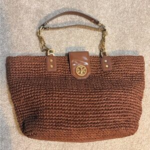 Tory Burch chain-link raffia tote